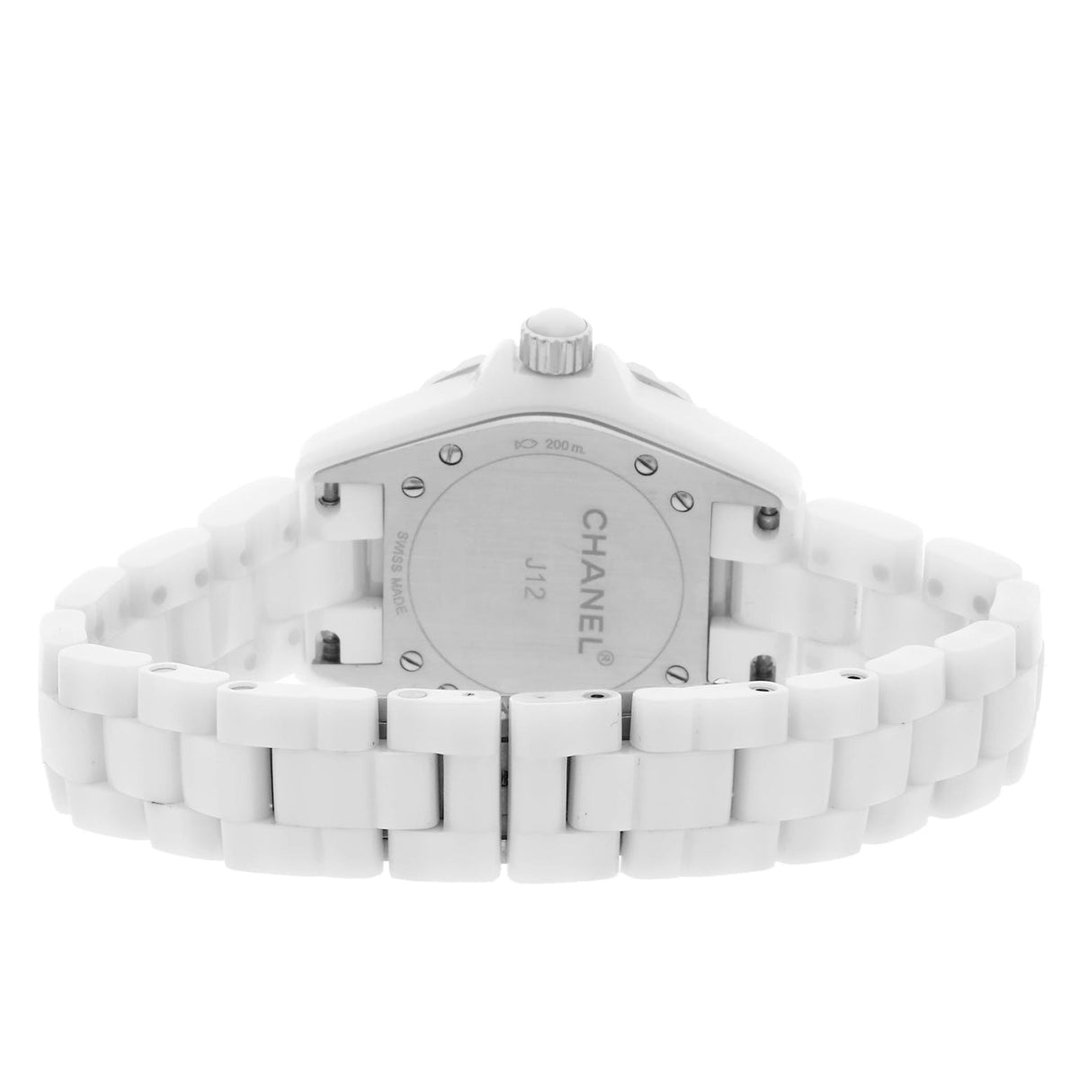 Shop Authentic Chanel J12 Diamonds Quartz Ceramic White Dial White Steel Strap Watch for Women - J12 H2422 - Luxxuri
