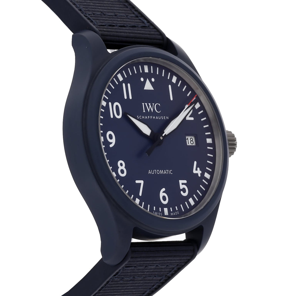 Shop Authentic IWC Pilot’s Watch Automatic "Laureus Sport for Good" Edition Blue Dial Blue Nylon Strap Watch for Men - IW328101 - Luxxuri