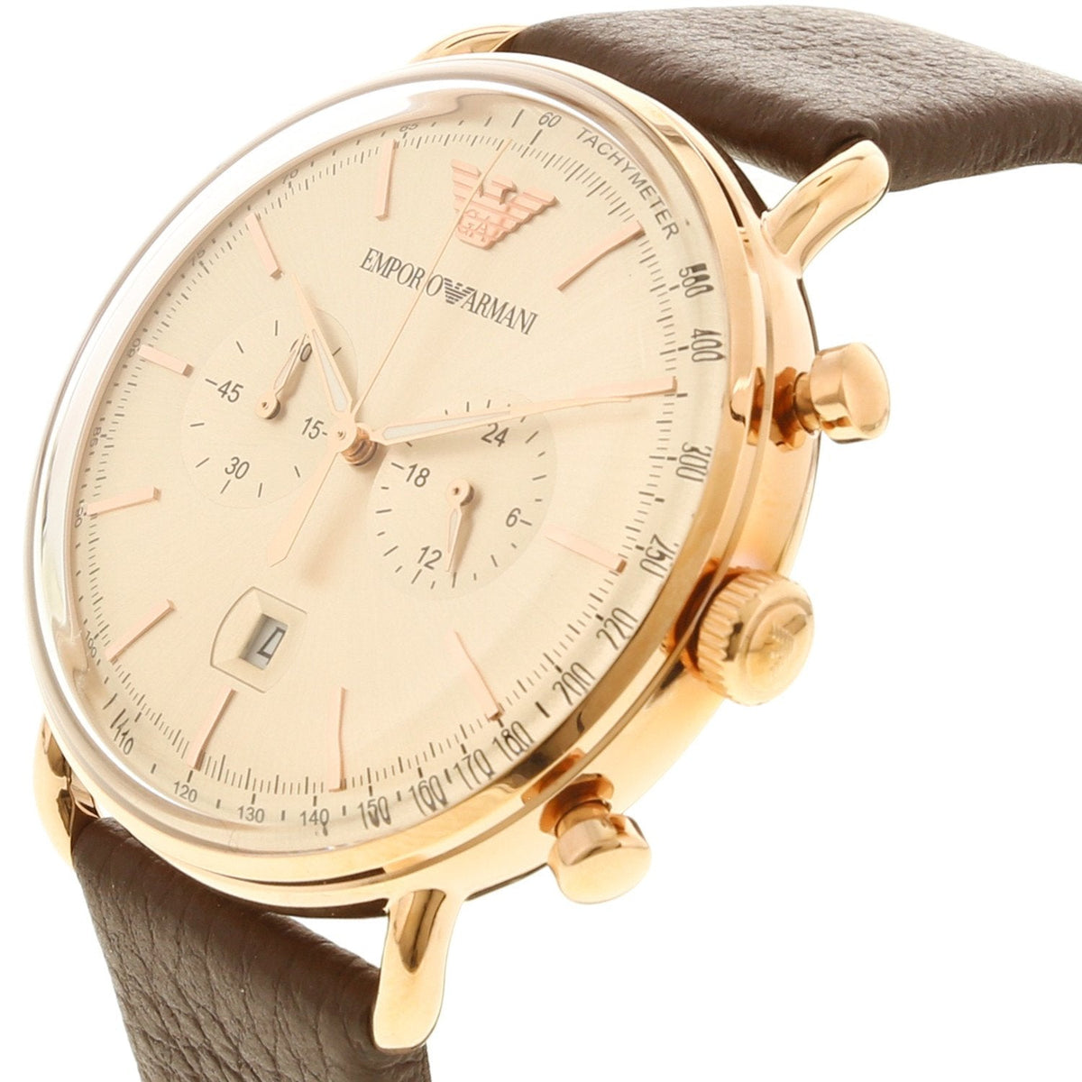 Shop Authentic Emporio Armani Aviator Grey Dial Brown Leather Strap Watch For Men - AR11106 - Luxxuri