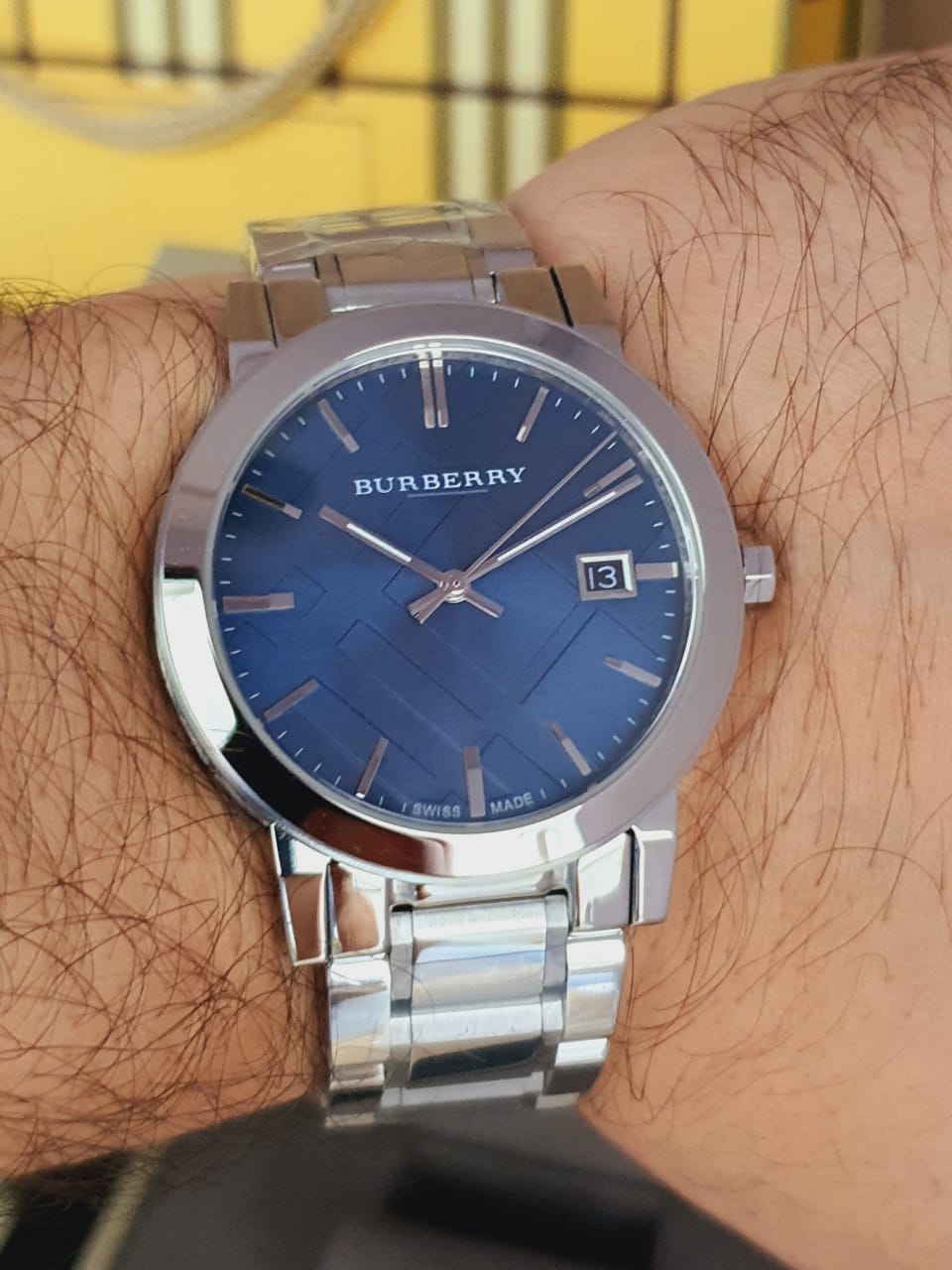 Shop Authentic Burberry The City Blue Dial Silver Steel Strap Watch for Men - BU9031 - Luxxuri