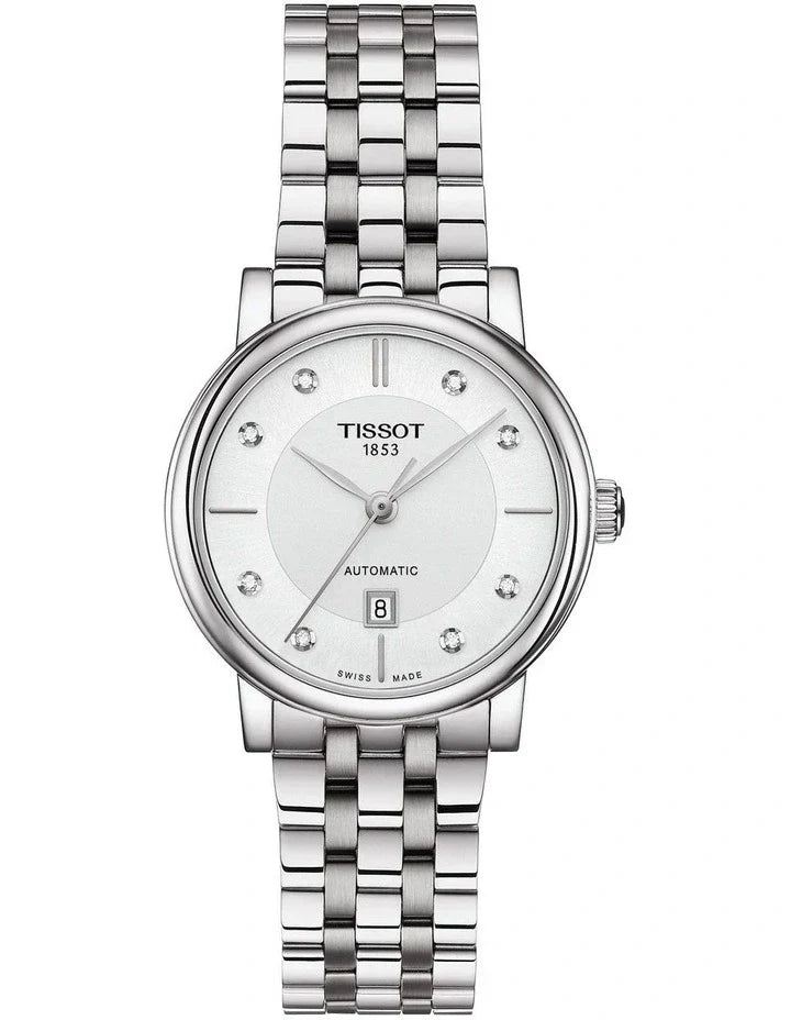 Shop Authentic Tissot T Classic Carson Premium White Diamonds Dial Silver Steel Strap Watch for Women - T1222071103600 - Luxxuri