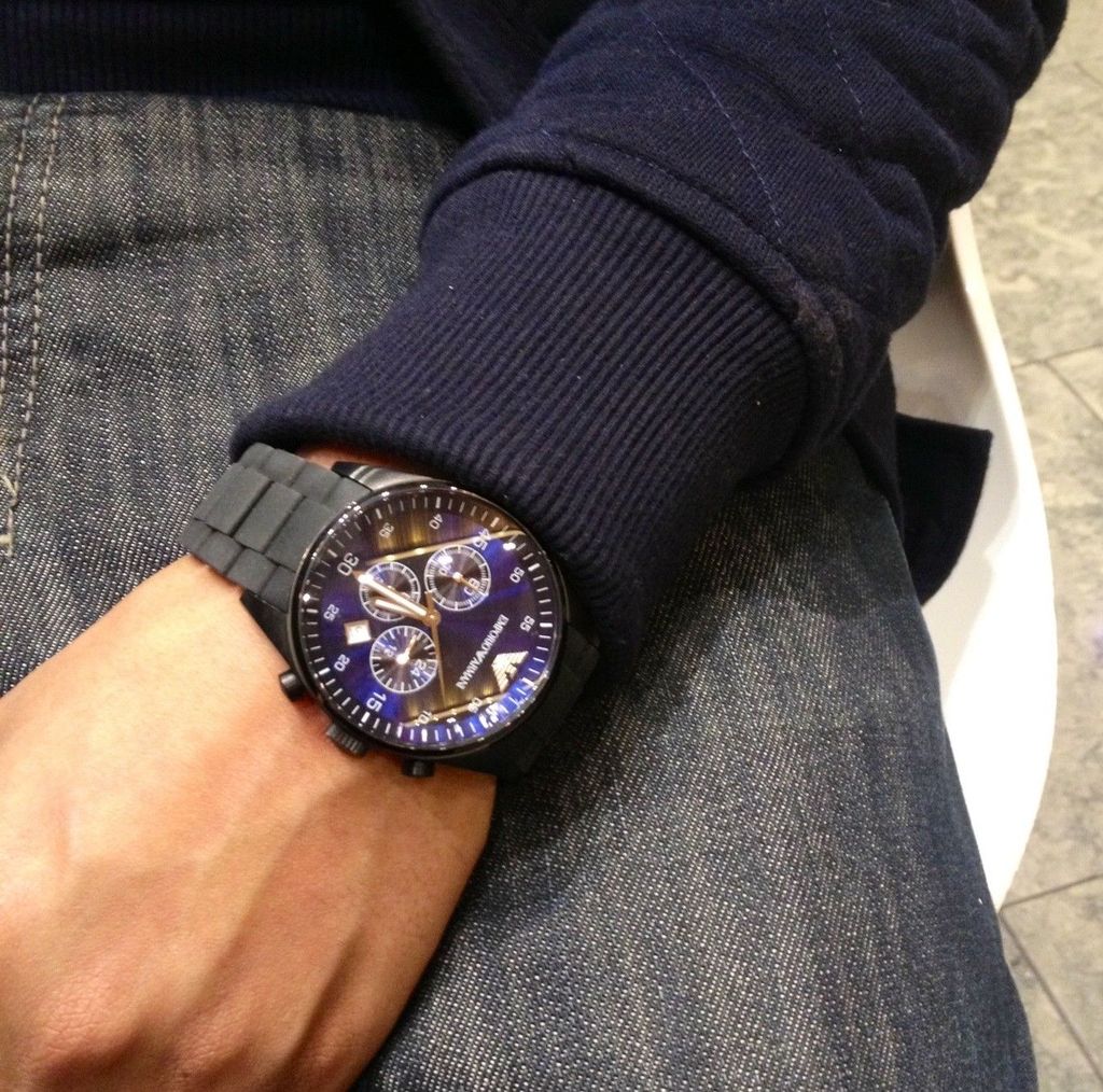 Shop Authentic Emporio Armani Sportivo Chronograph Blue Dial Black Strap Watch For Men - AR5921 - Luxxuri