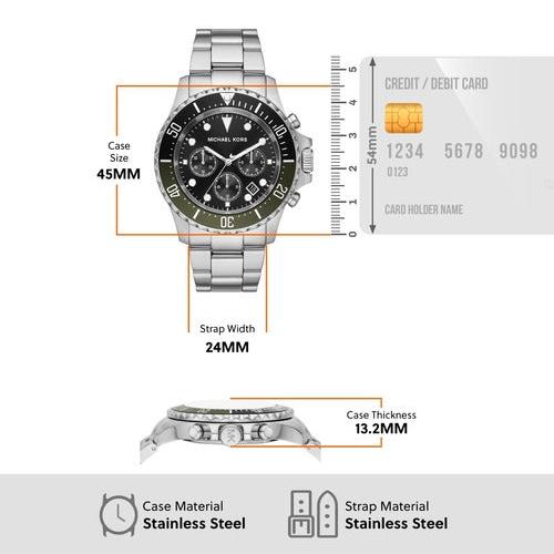 Shop Authentic Michael Kors Everest Chronograph Black Dial Silver Steel Strap Watch For Men - MK8976 - Luxxuri