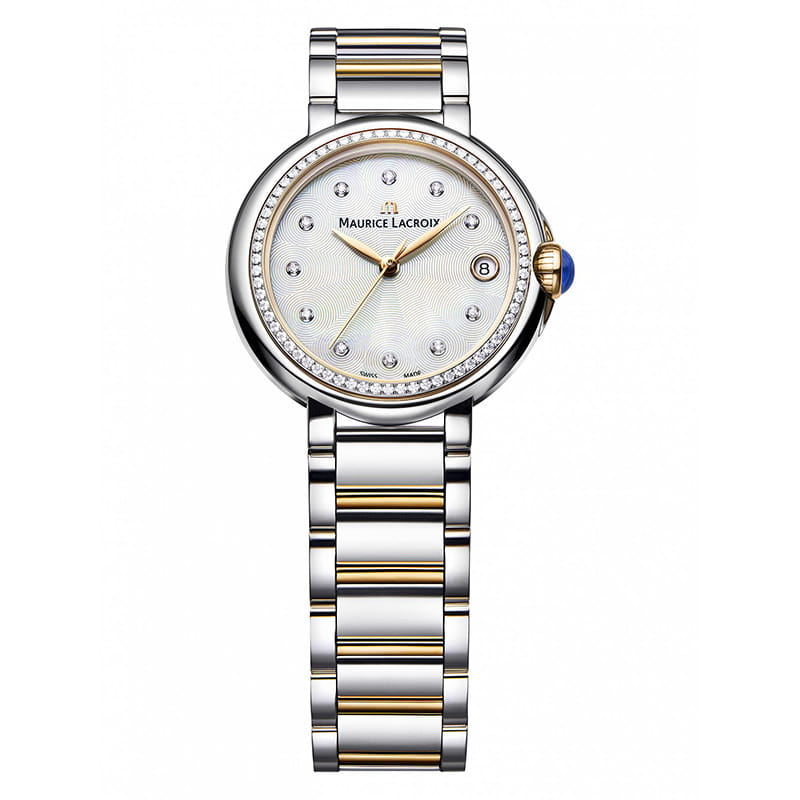 Shop Authentic Maurice Lacroix Fiaba Date Diamonds White Mother of Pearl Dial Two Tone Steel Strap Watch for Women - FA1007-PVP23-170-1 - Luxxuri