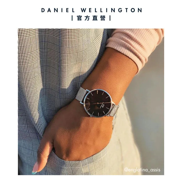 Shop Authentic Daniel Wellington Petite Melrose Black Dial Rose Gold Mesh Strap Watch For Women - DW00100303 - Luxxuri