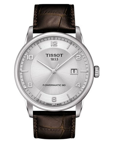 Shop Authentic Tissot Luxury Powermatic 80 Silver Dial Brown Leather Strap Watch For Men - T086.407.16.031.00 - Luxxuri