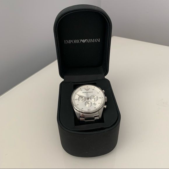 Shop Authentic Emporio Armani Sportivo Chronograph Silver Dial Silver Steel Strap Watch For Men - AR5963 - Luxxuri