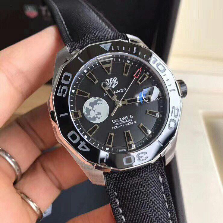 Shop Authentic Tag Heuer Aquaracer Calibre 5 Moon Black Dial Black Nylon Strap Watch for Men - WAY201J.FC6370 - Luxxuri