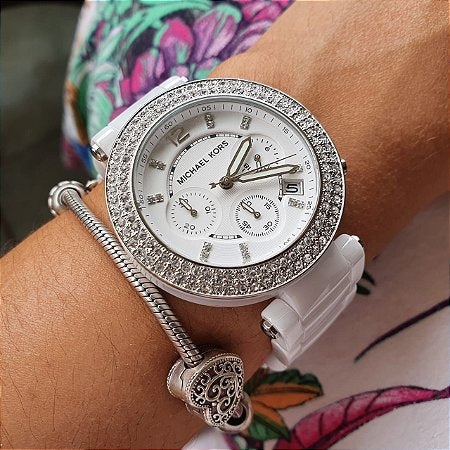 Shop Authentic Michael Kors Parker White Dial White Ceramic Strap Watch for Women - MK5654 - Luxxuri