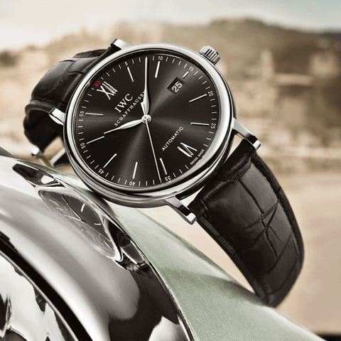 Shop Authentic IWC Portofino Automatic Black Dial Black Leather Strap Watch for Men - IW356502 - Luxxuri
