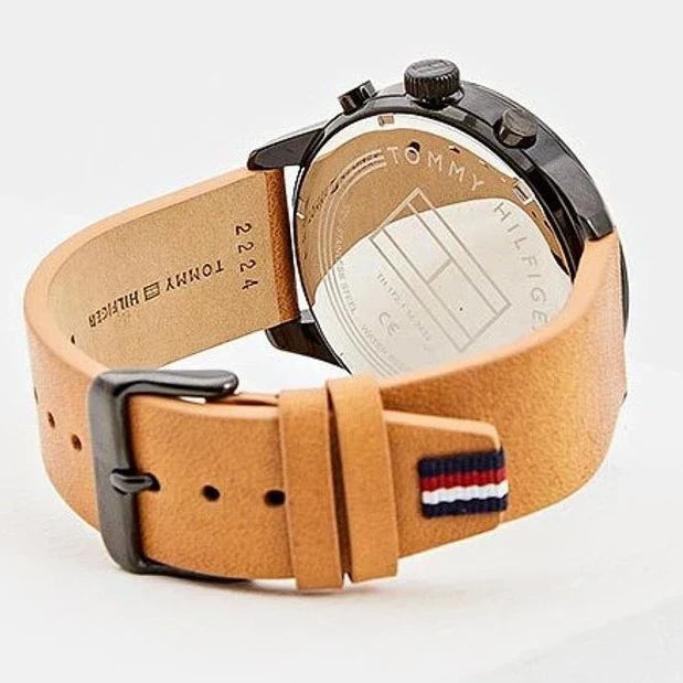 Shop Authentic Tommy Hilfiger James Quartz Black Dial Brown Leather Strap Watch For Men - 1791486 - Luxxuri