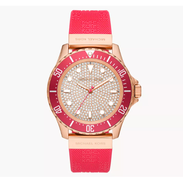 Shop Authentic Michael Kors Everest Analog Rose Gold Dial Pink Silicone Strap Watch For Women - MK7359 - Luxxuri