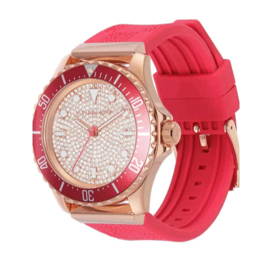 Shop Authentic Michael Kors Everest Analog Rose Gold Dial Pink Silicone Strap Watch For Women - MK7359 - Luxxuri