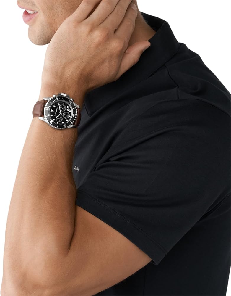 Shop Authentic Michael Kors Everest Chronograph Black Dial Brown Leather Strap Watch For Men - MK9054 - Luxxuri