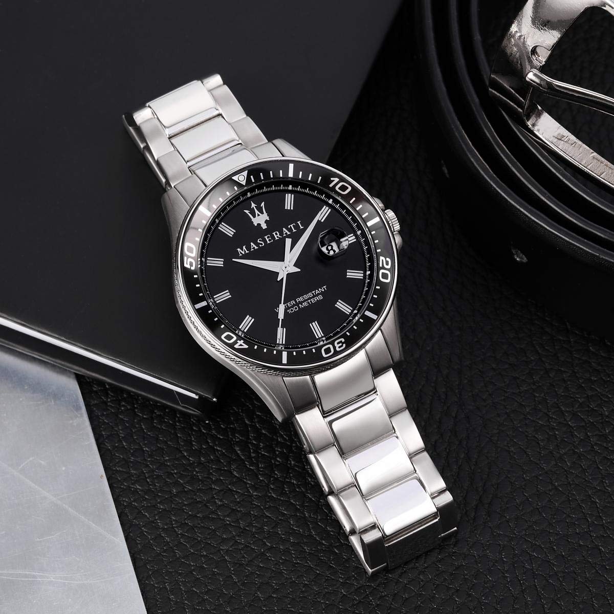 Maserati SFIDA Quartz Black Dial Stainless Steel Watch For Men - R8853140002