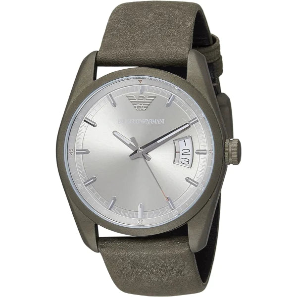 Shop Authentic Emporio Armani Sportivo Quartz Silver Dial Brown Leather Strap Watch For Men - AR6079 - Luxxuri