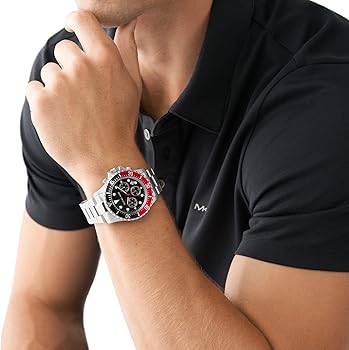 Shop Authentic Michael Kors Everest Chronograph Black Dial Silver Steel Strap Watch For Men - MK8977 - Luxxuri