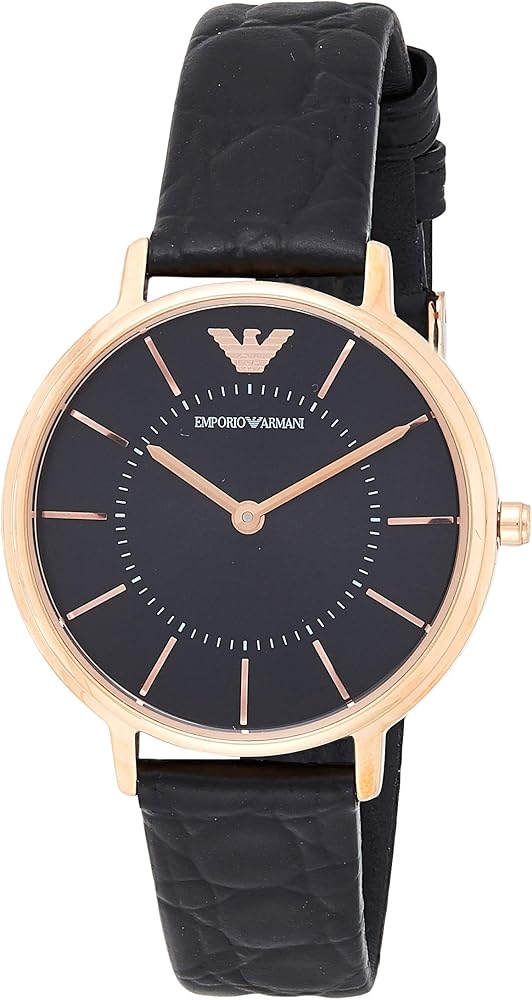 Shop Authentic Emporio Armani Kappa Quartz Black Dial Black Leather Strap Watch For Women - AR11064 - Luxxuri