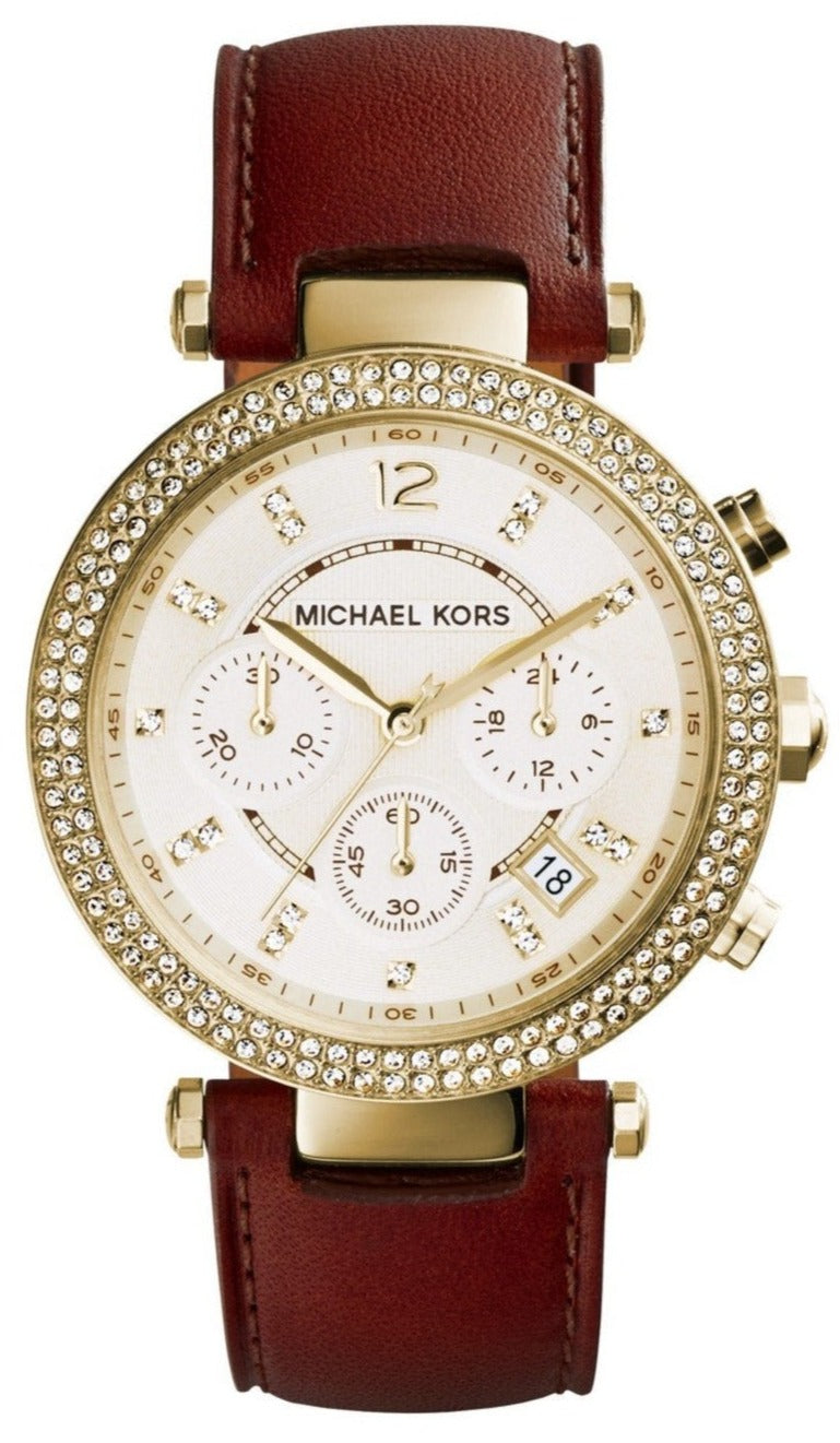 Shop Authentic Michael Kors Parker Champagne Dial Brown Leather Strap Watch for Women - MK2249 - Luxxuri