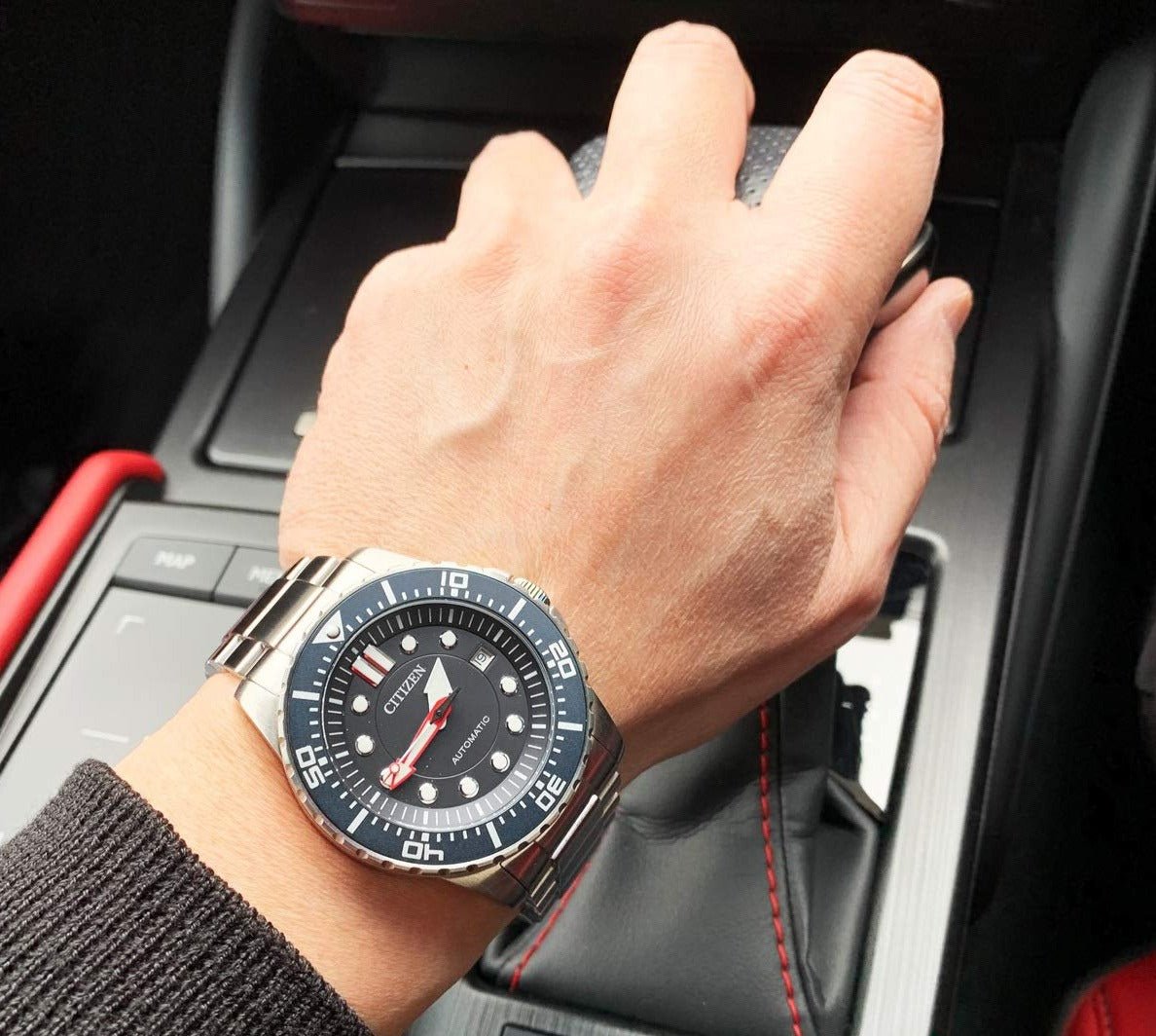 Shop Authentic Citizen Mechanical Black Dial Silver Steel Strap Watch For Men - NJ0120-81E - Luxxuri