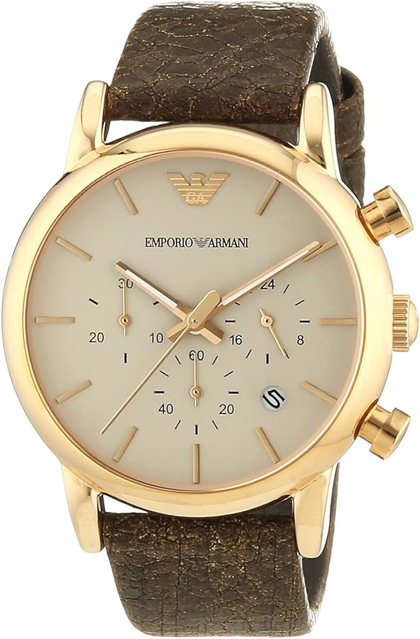 Shop Authentic Emporio Armani Classic Chronograph White Dial Brown Leather Strap Watch For Men - AR1809 - Luxxuri