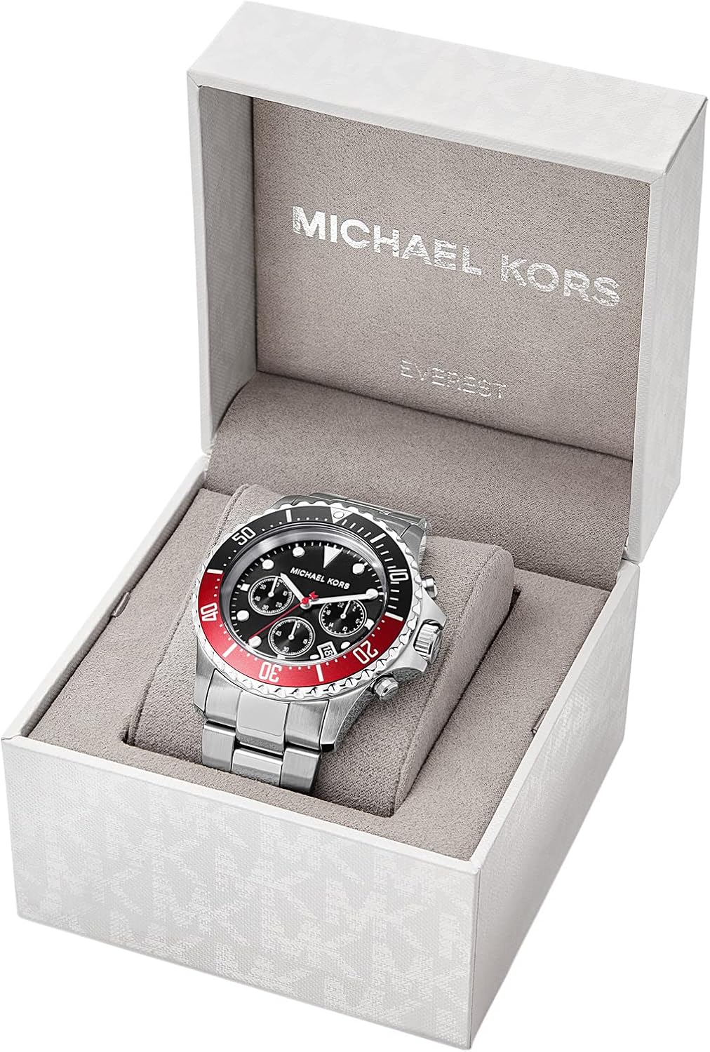 Shop Authentic Michael Kors Everest Chronograph Black Dial Silver Steel Strap Watch For Men - MK8977 - Luxxuri