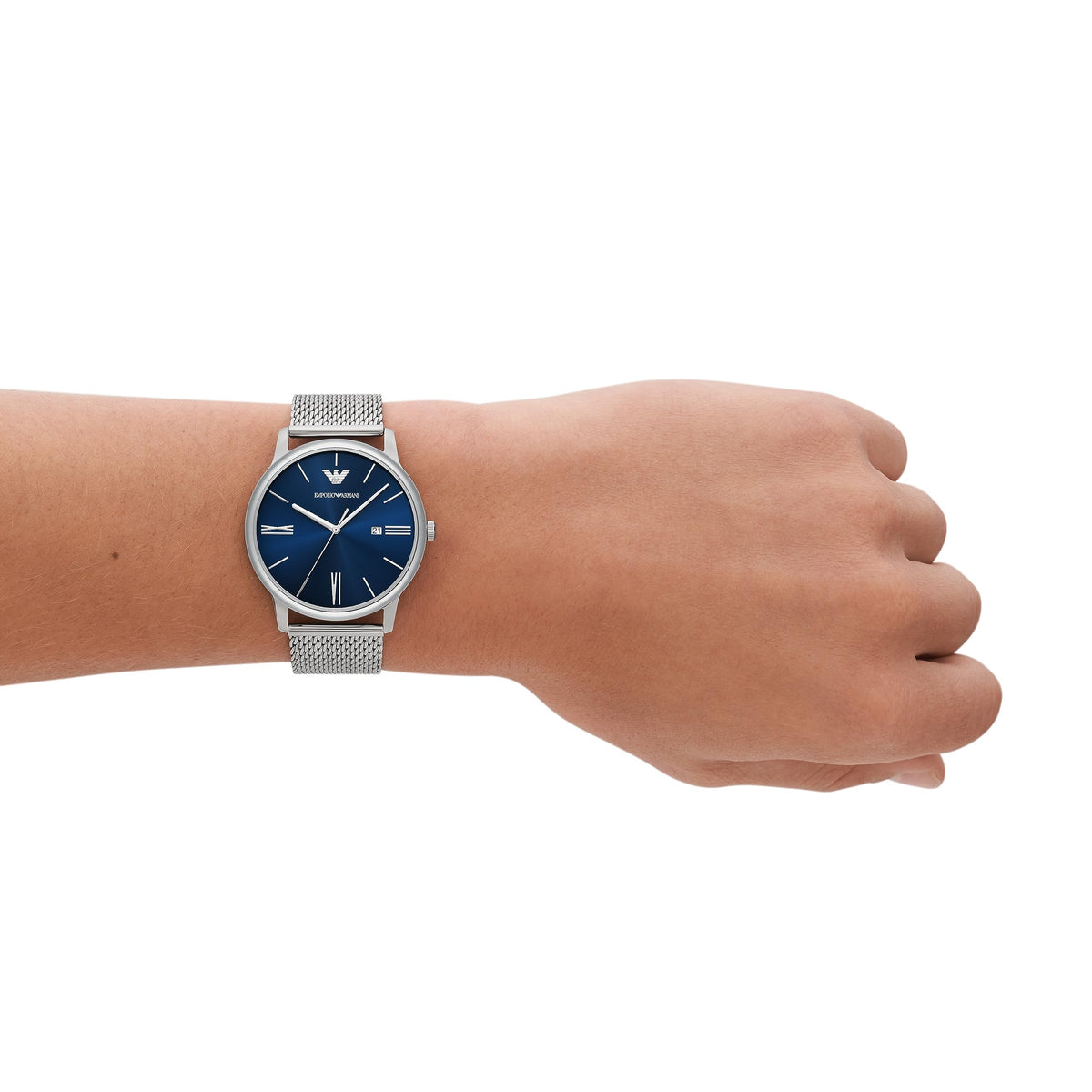 Shop Authentic Emporio Armani Kappa Quartz Blue Dial Silver Steel Strap Watch For Men - AR80010 - Luxxuri