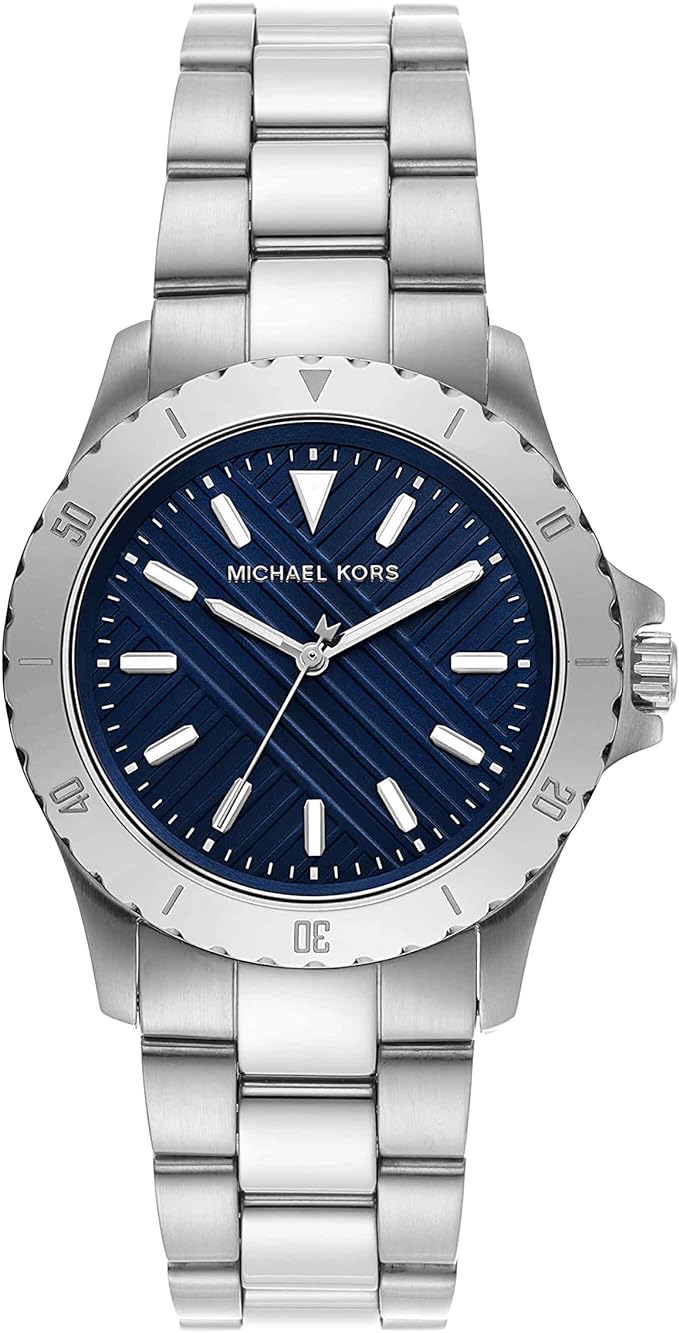 Shop Authentic Michael Kors Everest Three-Hand Blue Dial Silver Steel Strap Watch For Men - MK9079 - Luxxuri