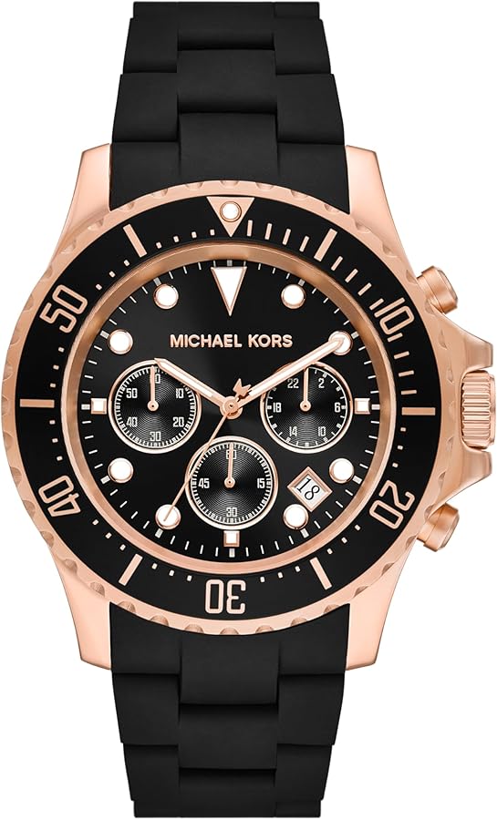 Shop Authentic Michael Kors Everest Chronograph Black Dial Black Silicone Strap Watch For Men - MK9055 - Luxxuri