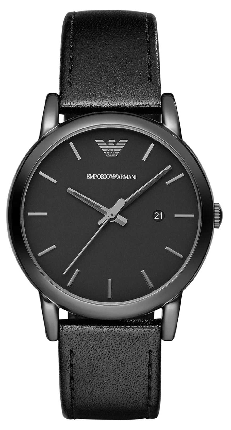 Shop Authentic Emporio Armani Classic Black Dial Black Leather Strap Watch For Men - AR1732 - Luxxuri