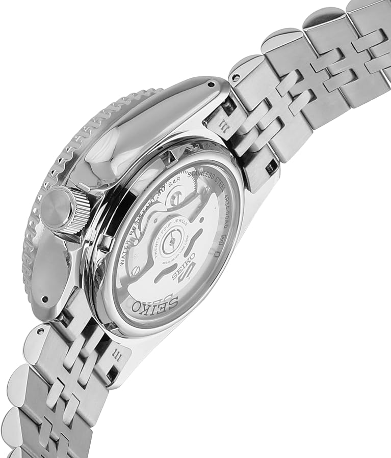 Seiko 5 Sports Automatic GMT Black Dial Silver Steel Strap Watch For Men - SSK001K1