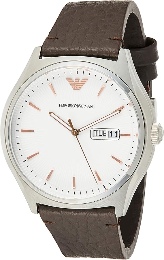 Shop Authentic Emporio Armani Dress Quartz White Dial Brown Leather Strap Watch For Men - AR1999 - Luxxuri