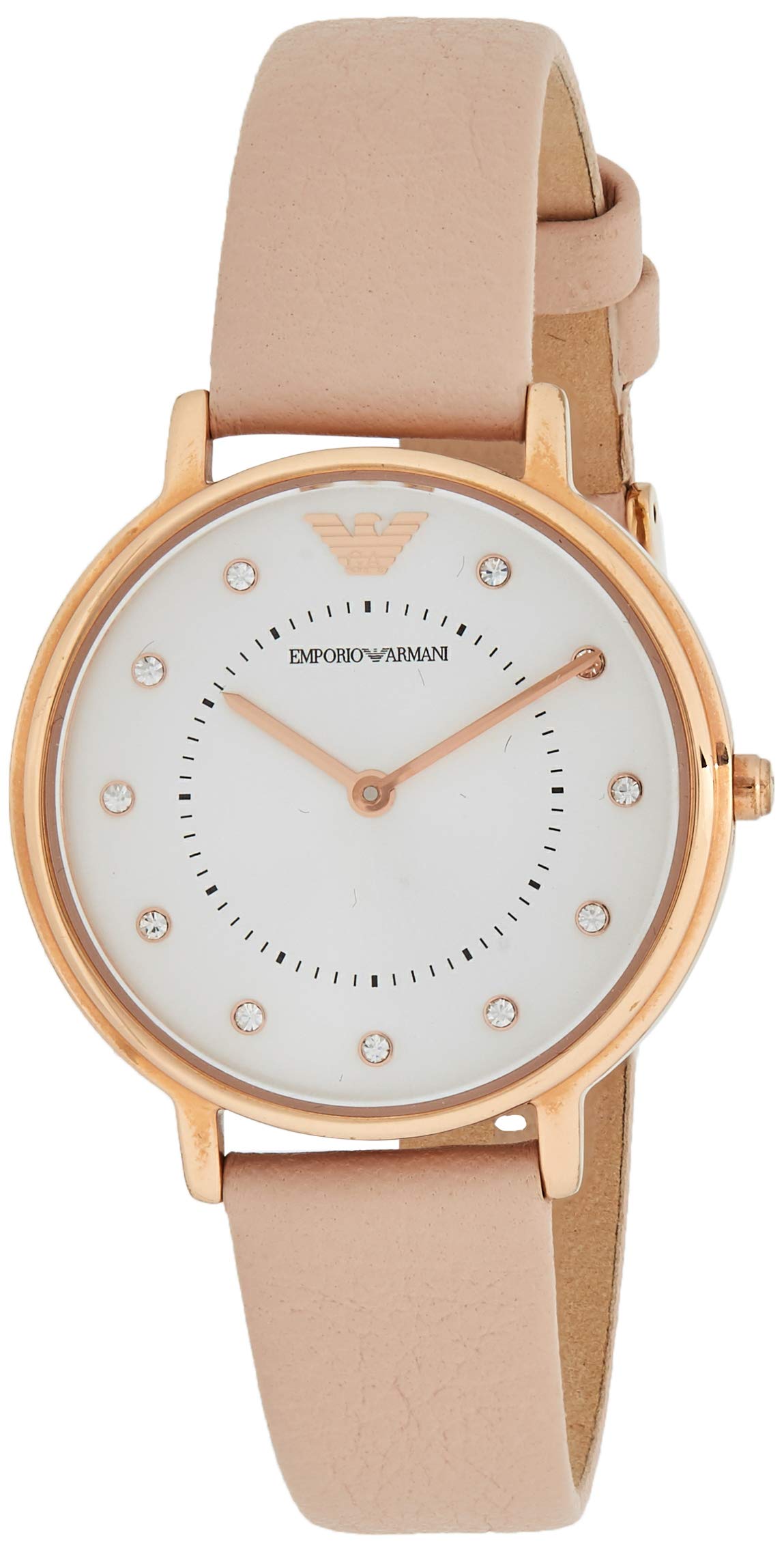 Shop Authentic Emporio Armani Kappa Rose Gold & White Dial Beige Nude Leather Strap Watch For Women - AR2510 - Luxxuri