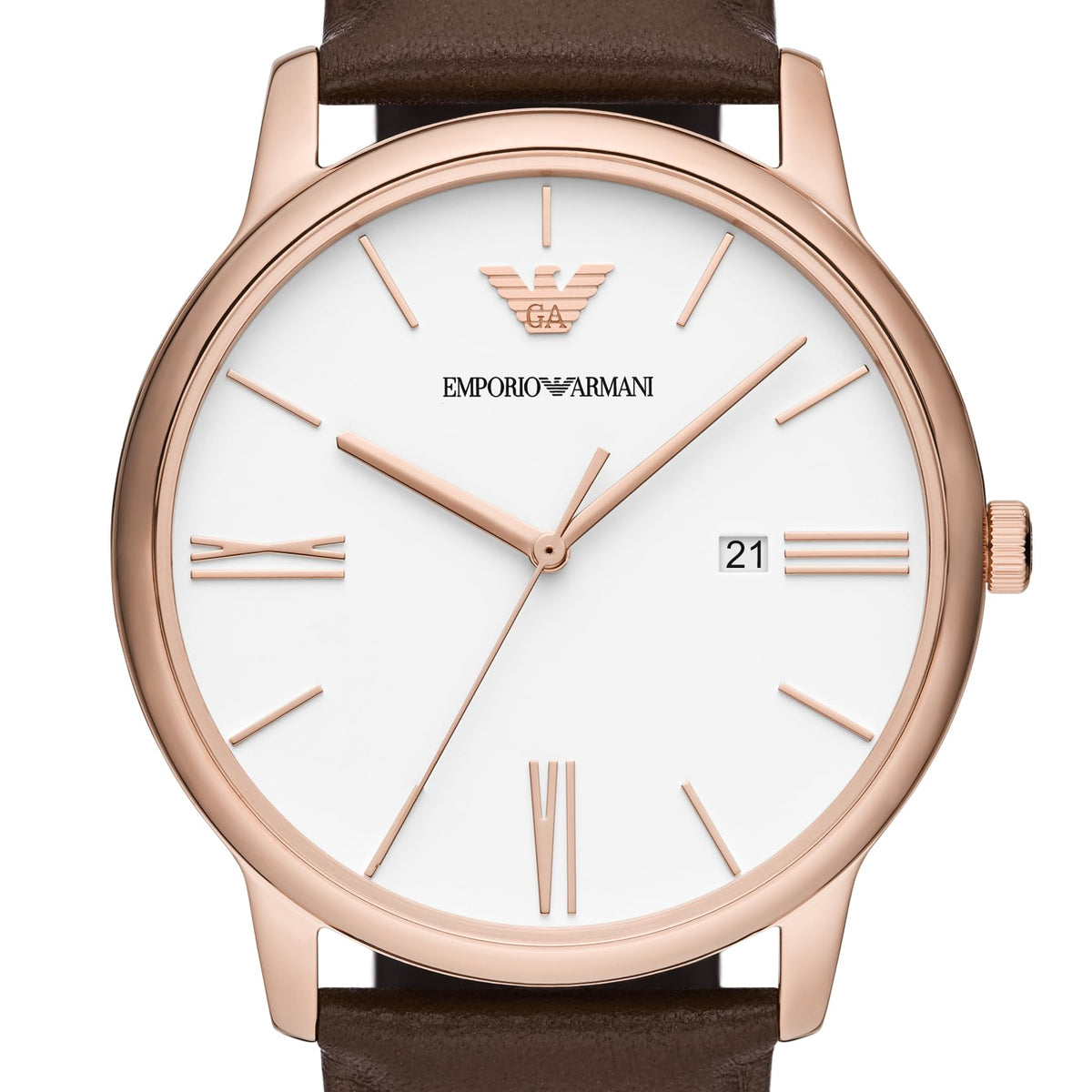 Shop Authentic Emporio Armani Minimalist Quartz White Dial Brown Leather Strap Watch For Men - AR11572 - Luxxuri