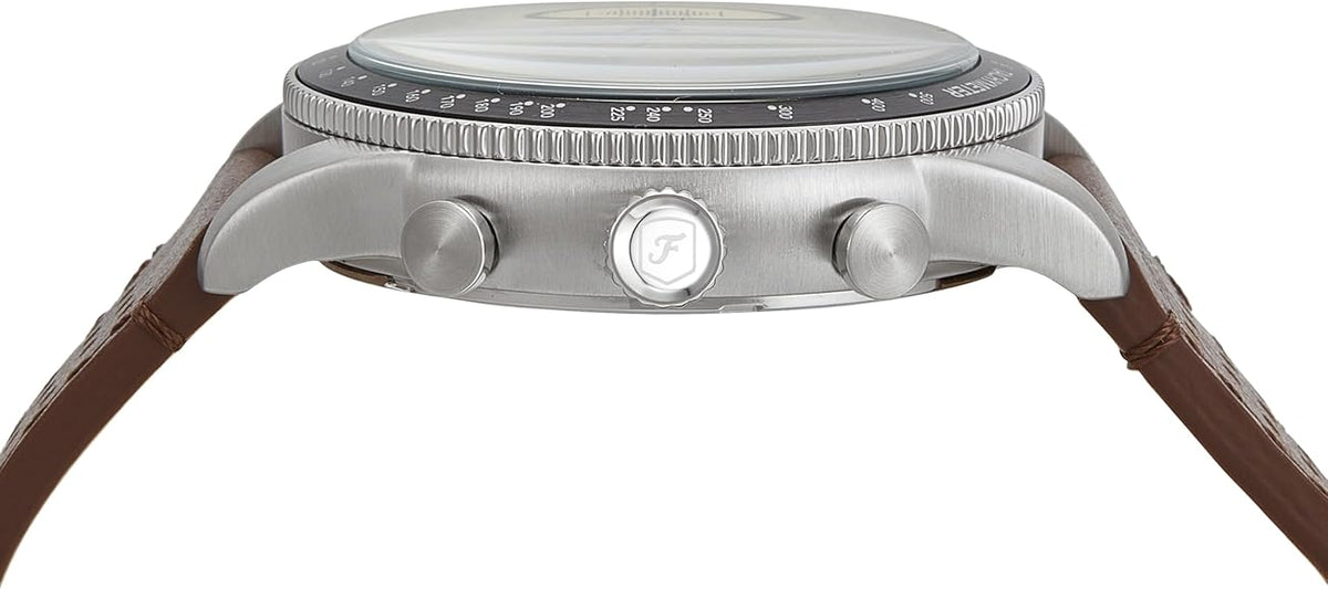 Shop Authentic Fossil Sport Tourer Chronograph White Dial Brown Leather Strap Watch for Men - FS6042 - Luxxuri