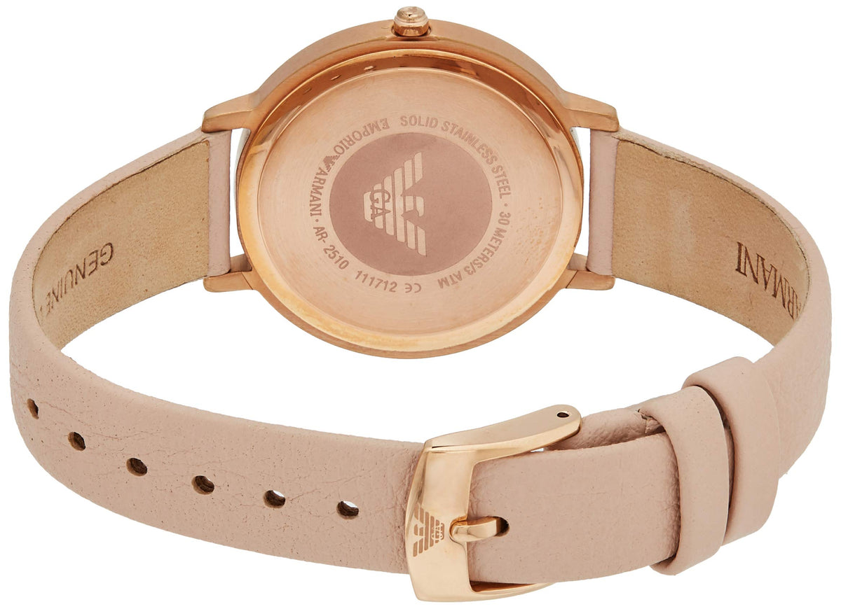 Shop Authentic Emporio Armani Kappa Rose Gold & White Dial Beige Nude Leather Strap Watch For Women - AR2510 - Luxxuri