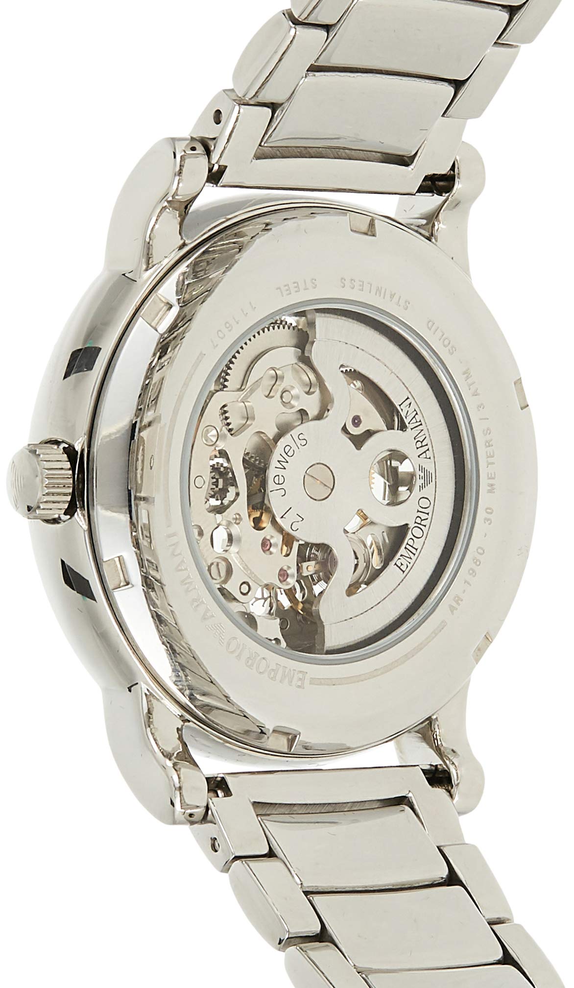 Shop Authentic Emporio Armani Meccanico Skeleton Silver Dial Silver Steel Strap Watch For Men - AR1980 - Luxxuri