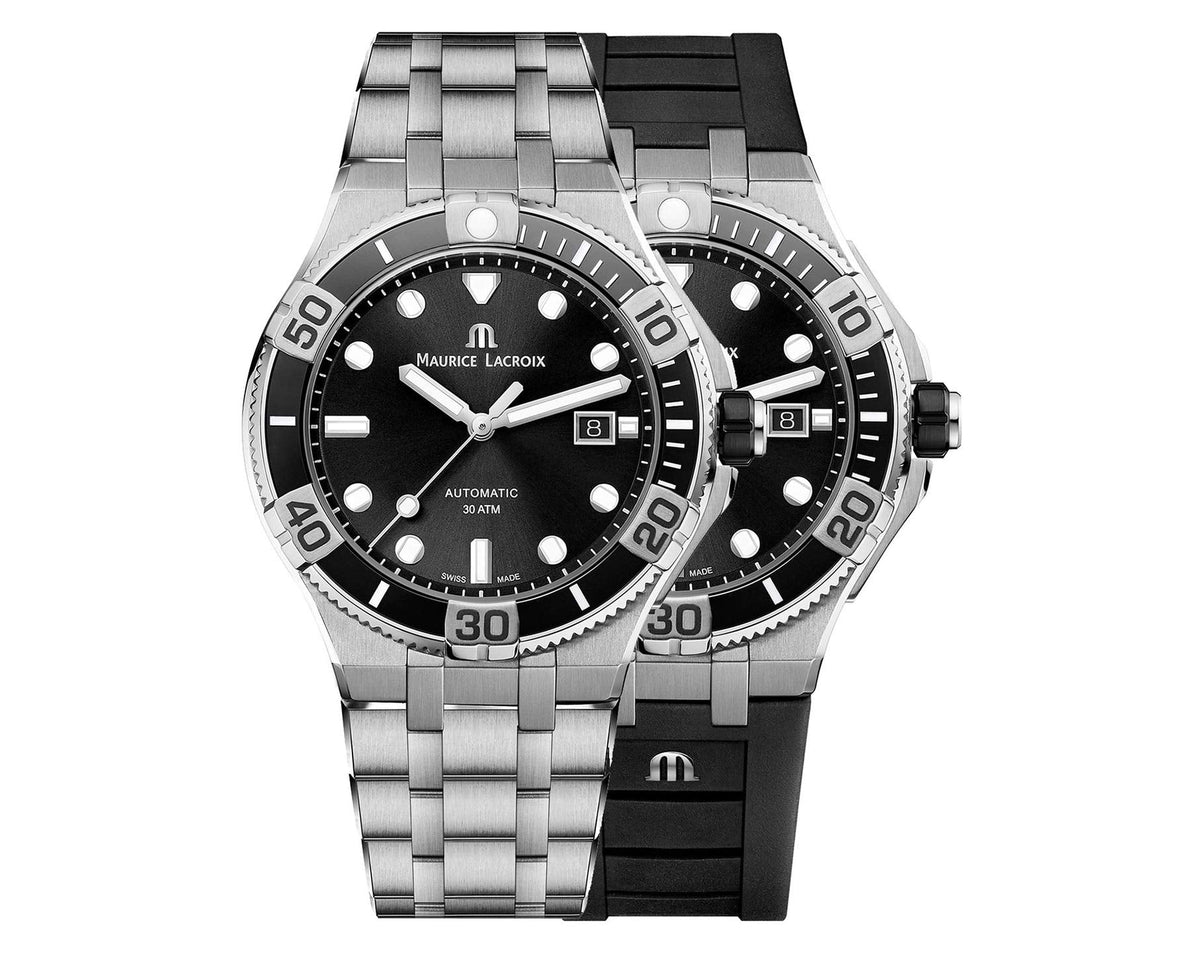 Shop Authentic Maurice Lacroix Aikon Venturer Black Dial Silver Steel Strap Watch for Men - AI6058-SS002-330-1 - Luxxuri