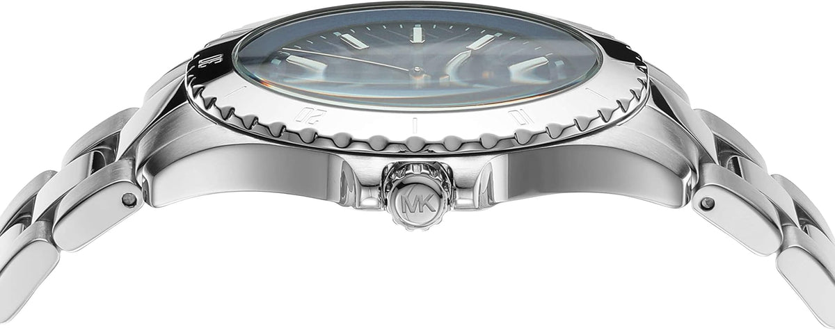 Shop Authentic Michael Kors Everest Three-Hand Blue Dial Silver Steel Strap Watch For Men - MK9079 - Luxxuri
