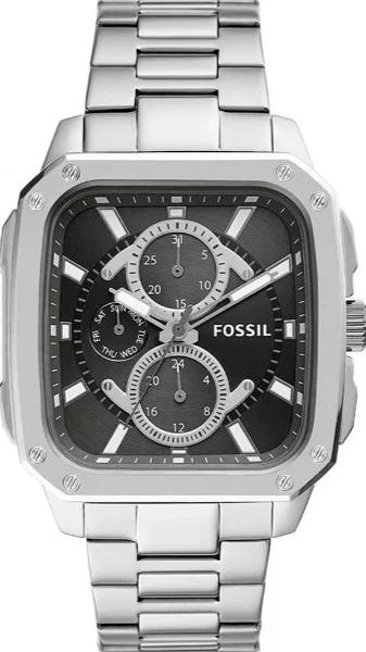Shop Authentic Fossil Inscription Multifunction Black Dial Silver Steel Strap Watch for Men - BQ2655 - Luxxuri