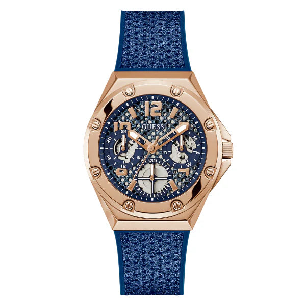 Shop Authentic Guess Asteria Multifunction Blue Dial Blue Rubber Strap Watch For Women - GW0620L3 - Luxxuri