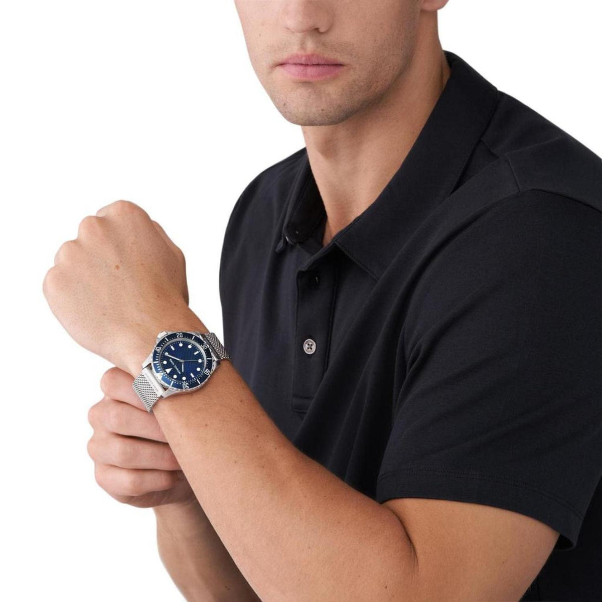Shop Authentic Michael Kors Everest Three-Hand Blue Dial Silver Steel Strap Watch For Men - MK9079 - Luxxuri