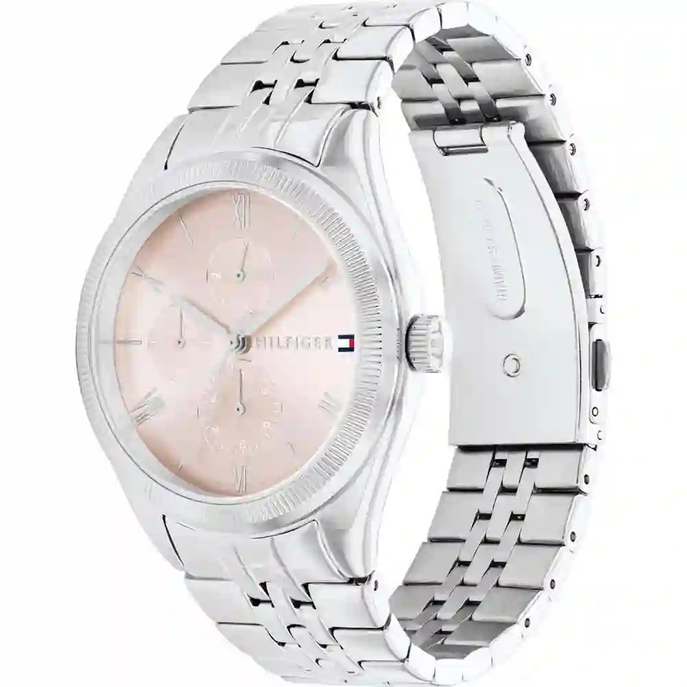 Shop Authentic Tommy Hilfiger Monica Multifunction Chronograph Pink Dial Silver Steel Strap Watch For Women - 1782590 - Luxxuri