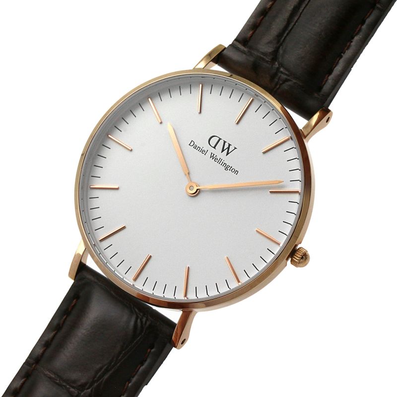 Shop Authentic Daniel Wellington Classic York White Dial Brown Leather Strap Watch For Women - DW00100038 - Luxxuri