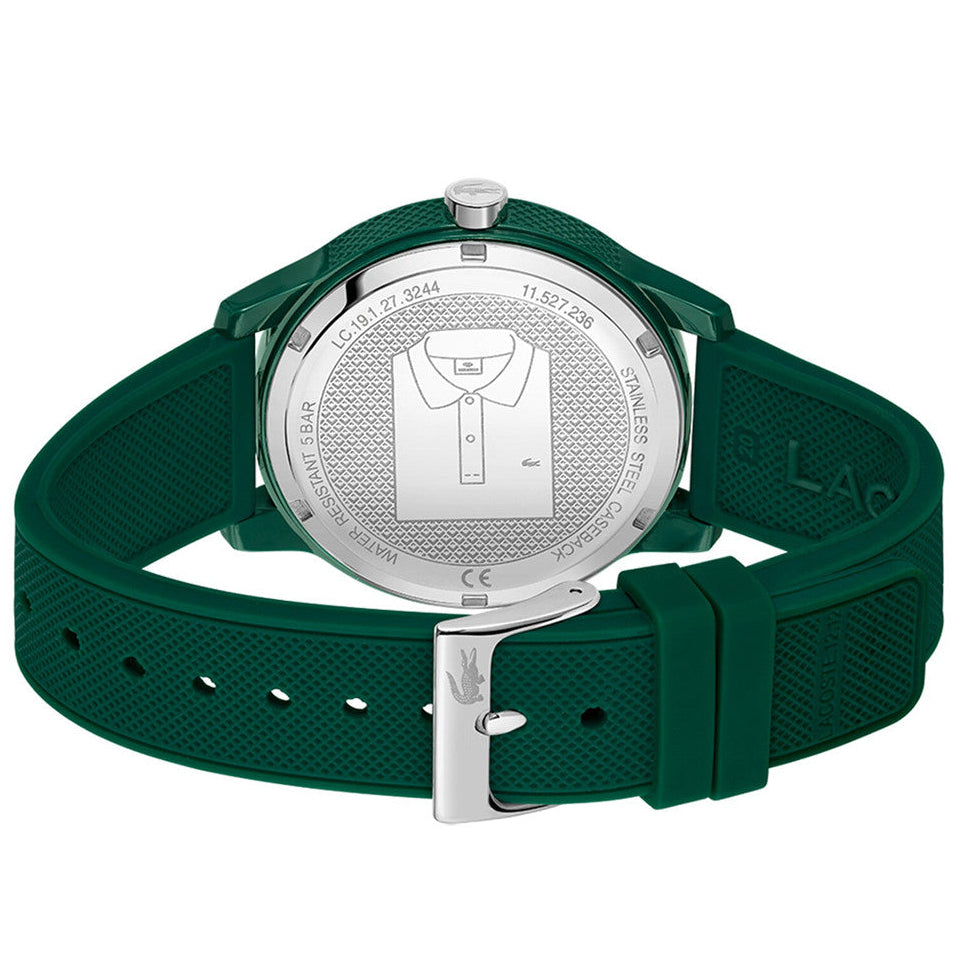 Lacoste 12.12 White Dial Green Silicon Strap Watch for Men - 2011135