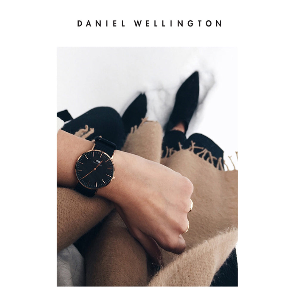 Shop Authentic Daniel Wellington Petite Sheffield Black Dial Black Leather Strap Watch For Women - DW00100168 - Luxxuri