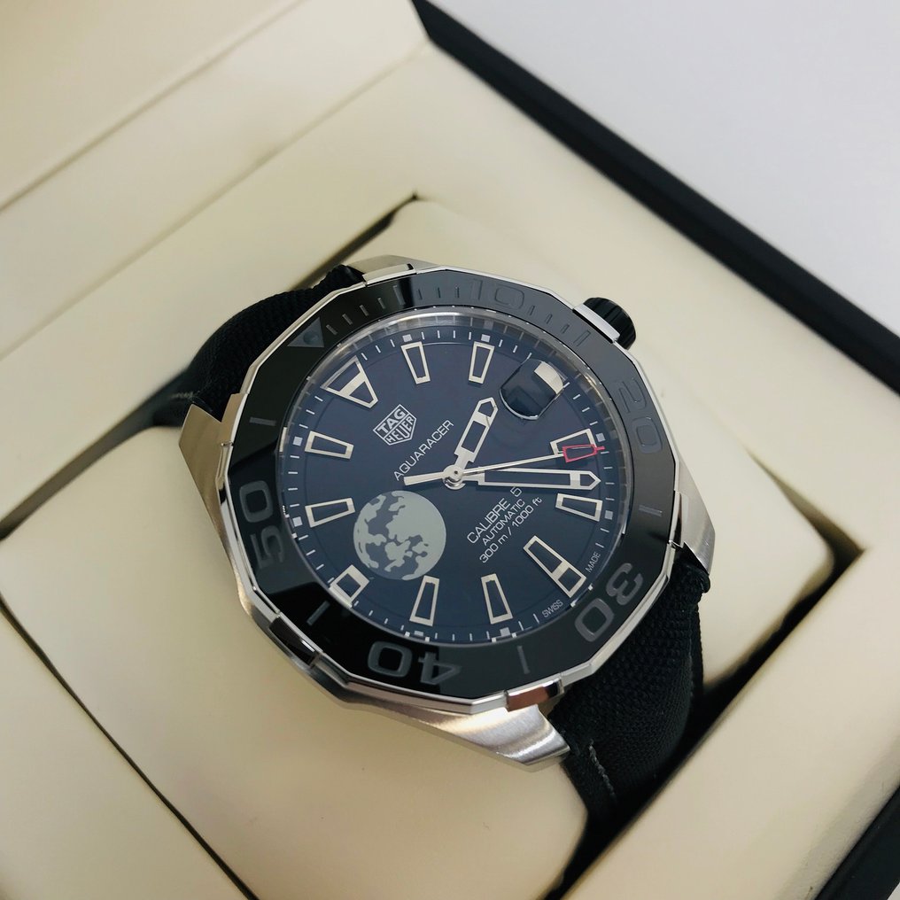 Shop Authentic Tag Heuer Aquaracer Moon Black Dial Watch for Men - WAY201J.FC6370 - Luxxuri