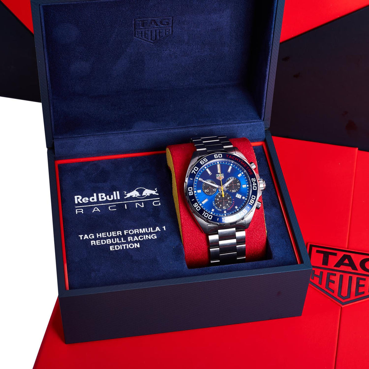 Shop Authentic Tag Heuer Formula 1 Red Bull Racing Chronograph Blue Dial Silver Steel Strap Watch for Men - CAZ101AK.BA0842 - Luxxuri