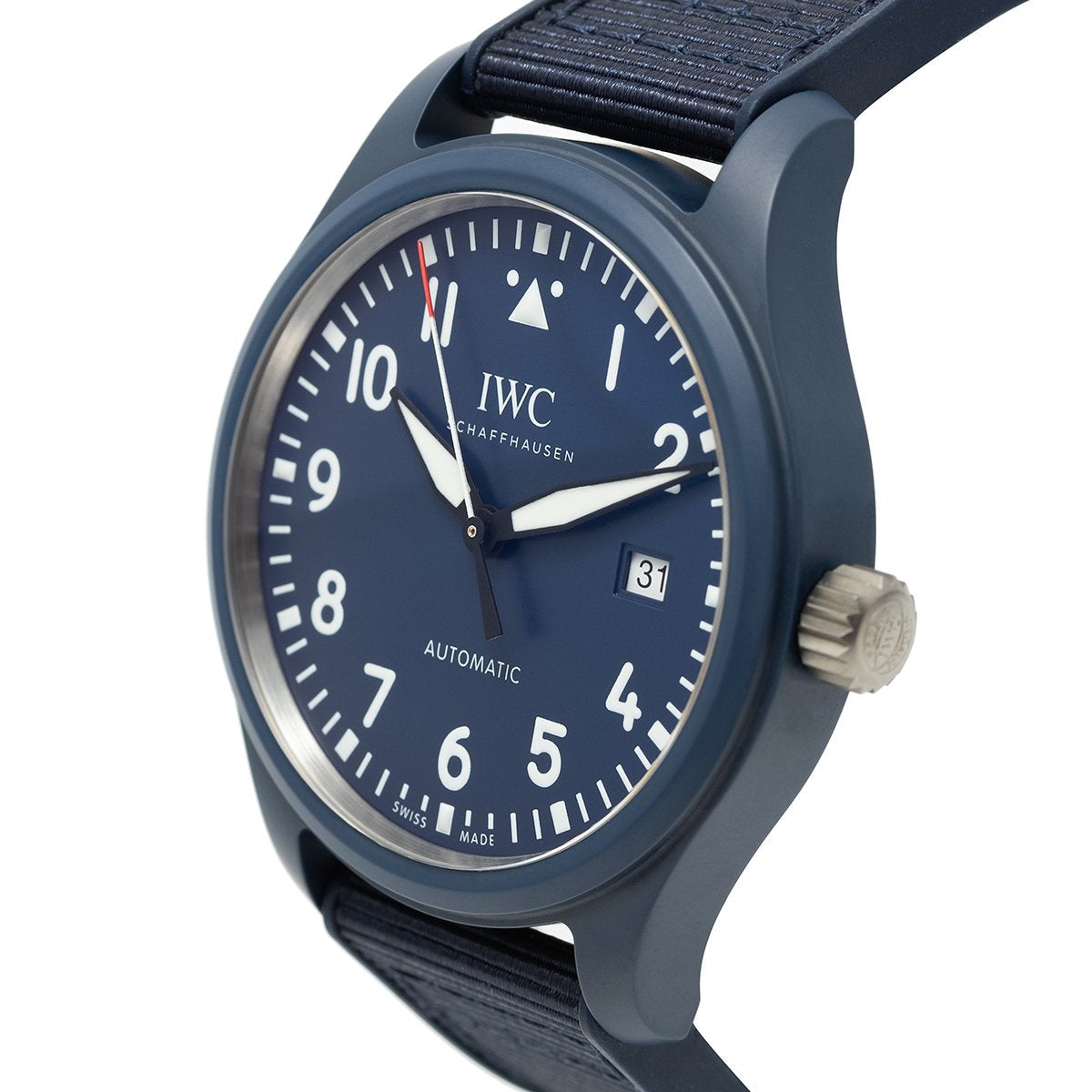 Shop Authentic IWC Pilot’s Watch Automatic "Laureus Sport for Good" Edition Blue Dial Blue Nylon Strap Watch for Men - IW328101 - Luxxuri