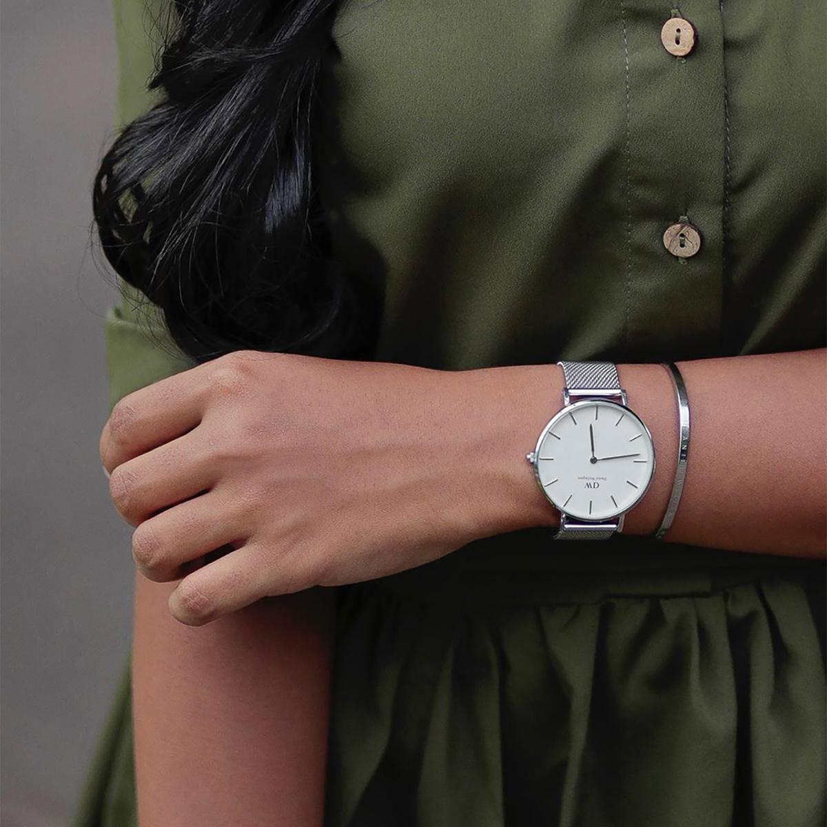 Shop Authentic Daniel Wellington Petite Sterling White Dial Silver Mesh Bracelet Watch For Women - DW00100220 - Luxxuri